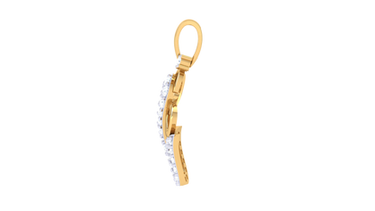 Artistic Teardrop Motif Gold Pendant - 0.20 Ct Sparking Diamonds