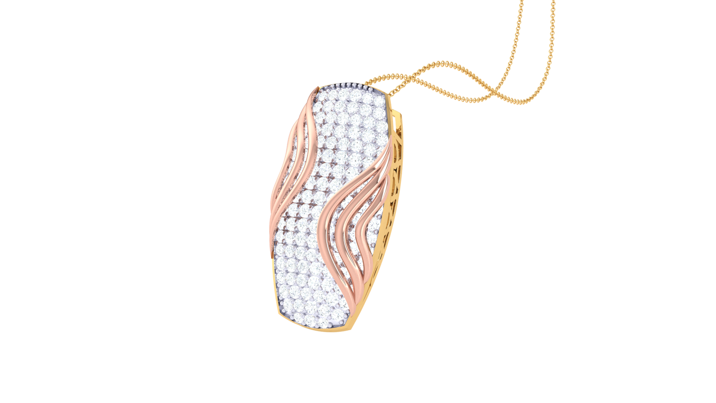 Wave-Edge Pendant In Gold – 0.92 Ct Brilliant Diamonds