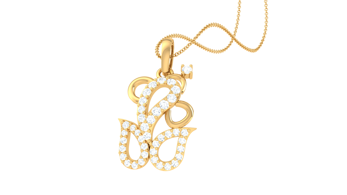 Artistic Teardrop Motif Gold Pendant - 0.20 Ct Sparking Diamonds