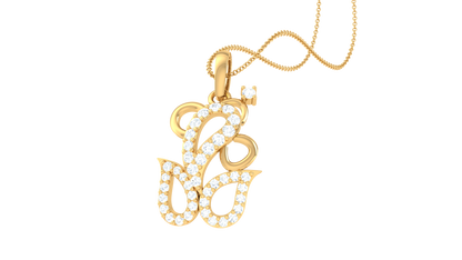 Artistic Teardrop Motif Gold Pendant - 0.20 Ct Sparking Diamonds