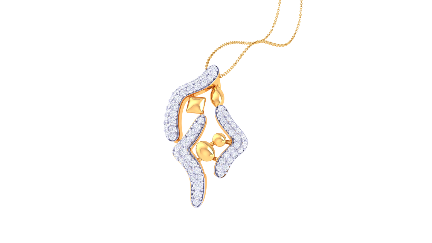 0.42 Ct Diamond-Accented Gold Pendant - Flowing Abstract Design