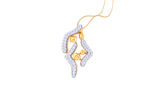 0.42 Ct Diamond-Accented Gold Pendant - Flowing Abstract Design