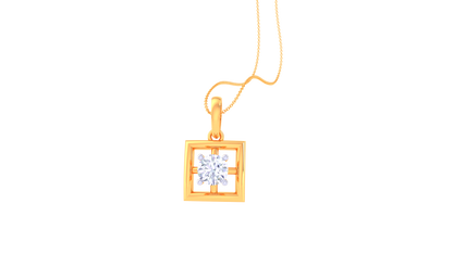 Geometric Solitaire Pendent In Luminous Gold - 0.59 Ct Round Cut Diamond