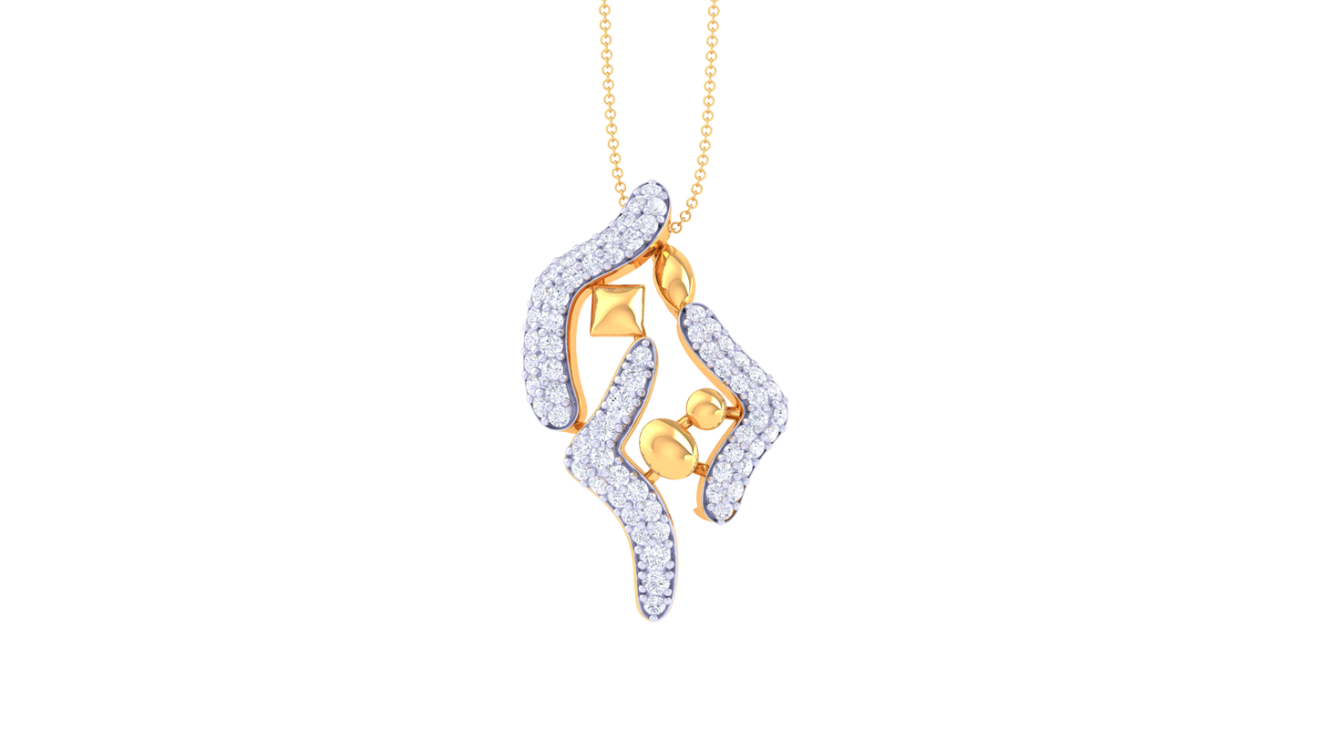 0.42 Ct Diamond-Accented Gold Pendant - Flowing Abstract Design