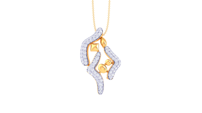 0.42 Ct Diamond-Accented Gold Pendant - Flowing Abstract Design