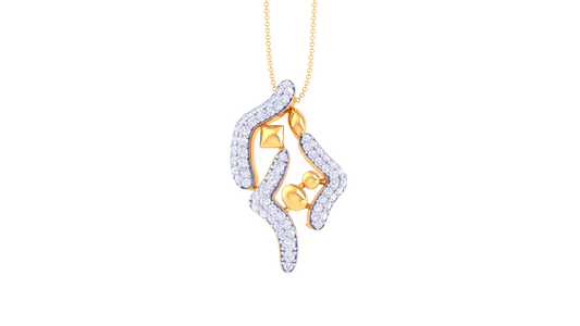 0.42 Ct Diamond-Accented Gold Pendant - Flowing Abstract Design