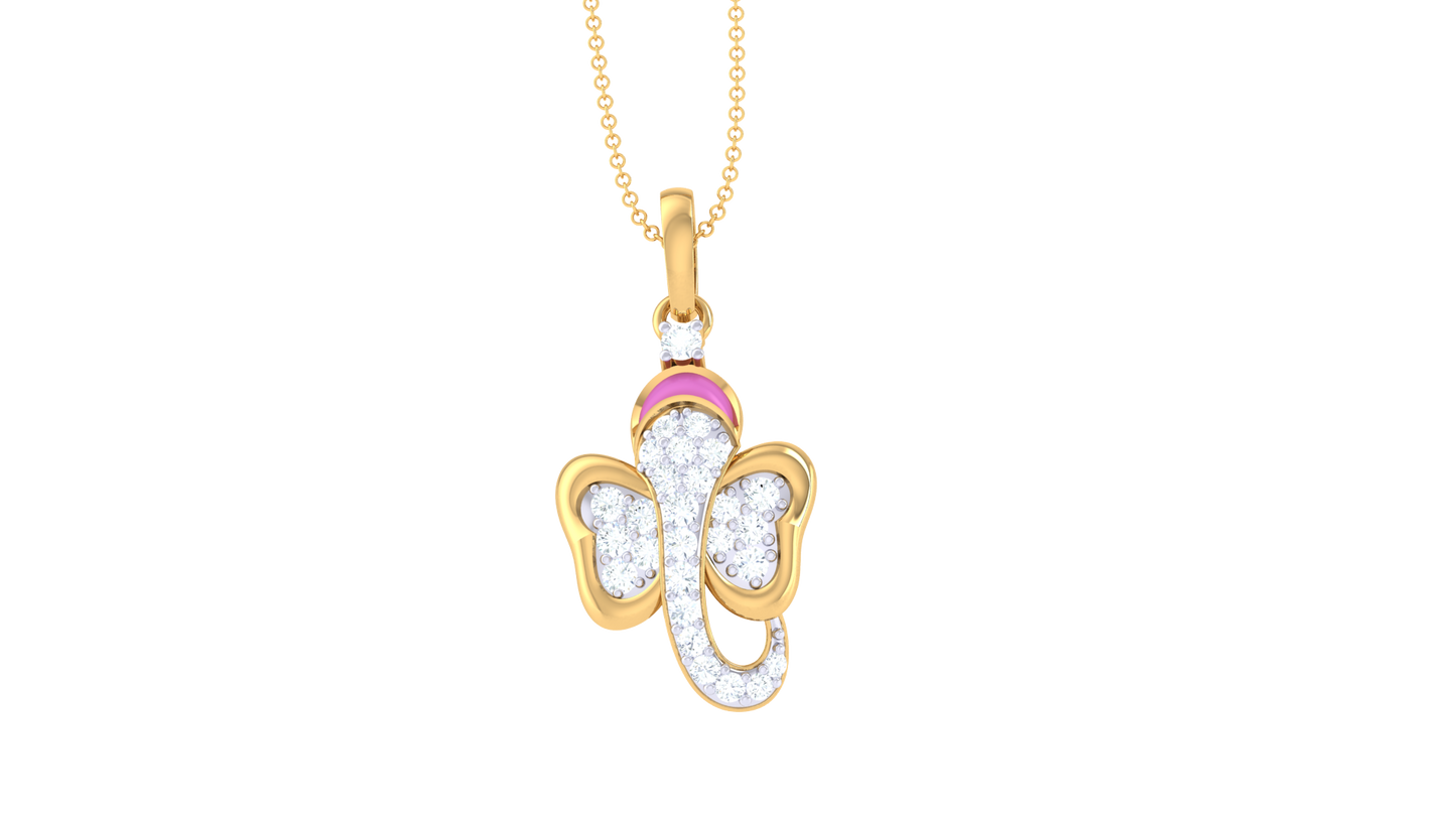 Elephant Grace Pendant In Gold - 0.21 Ct Brilliant Diamonds