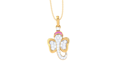 Elephant Grace Pendant In Gold - 0.21 Ct Brilliant Diamonds
