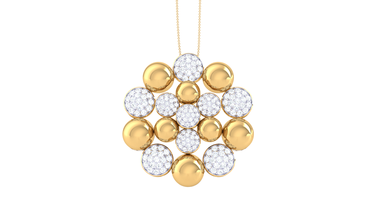 Cluster Sphere Pendant In Gold – 1.27 Ct Dazzling Diamonds