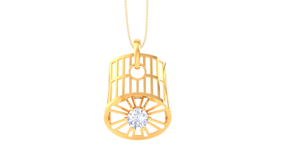 Celestial Cage Pendant In Gold -  0.59 Ct Round Cut Diamond