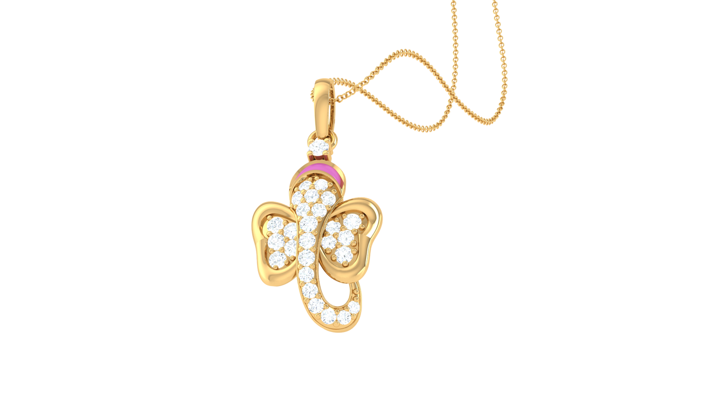Elephant Grace Pendant In Gold - 0.21 Ct Brilliant Diamonds