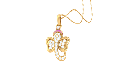 Elephant Grace Pendant In Gold - 0.21 Ct Brilliant Diamonds