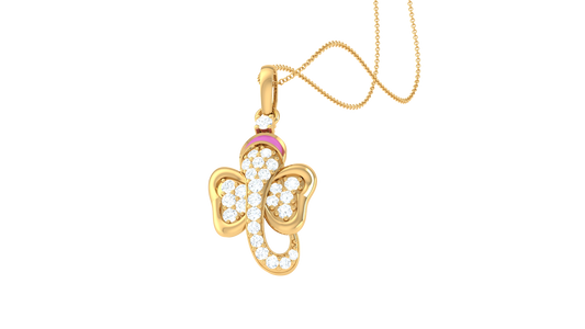 Elephant Grace Pendant In Gold - 0.21 Ct Brilliant Diamonds