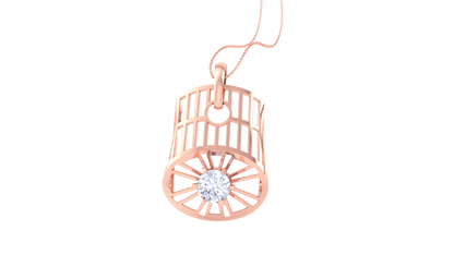 Celestial Cage Pendant In Gold -  0.59 Ct Round Cut Diamond