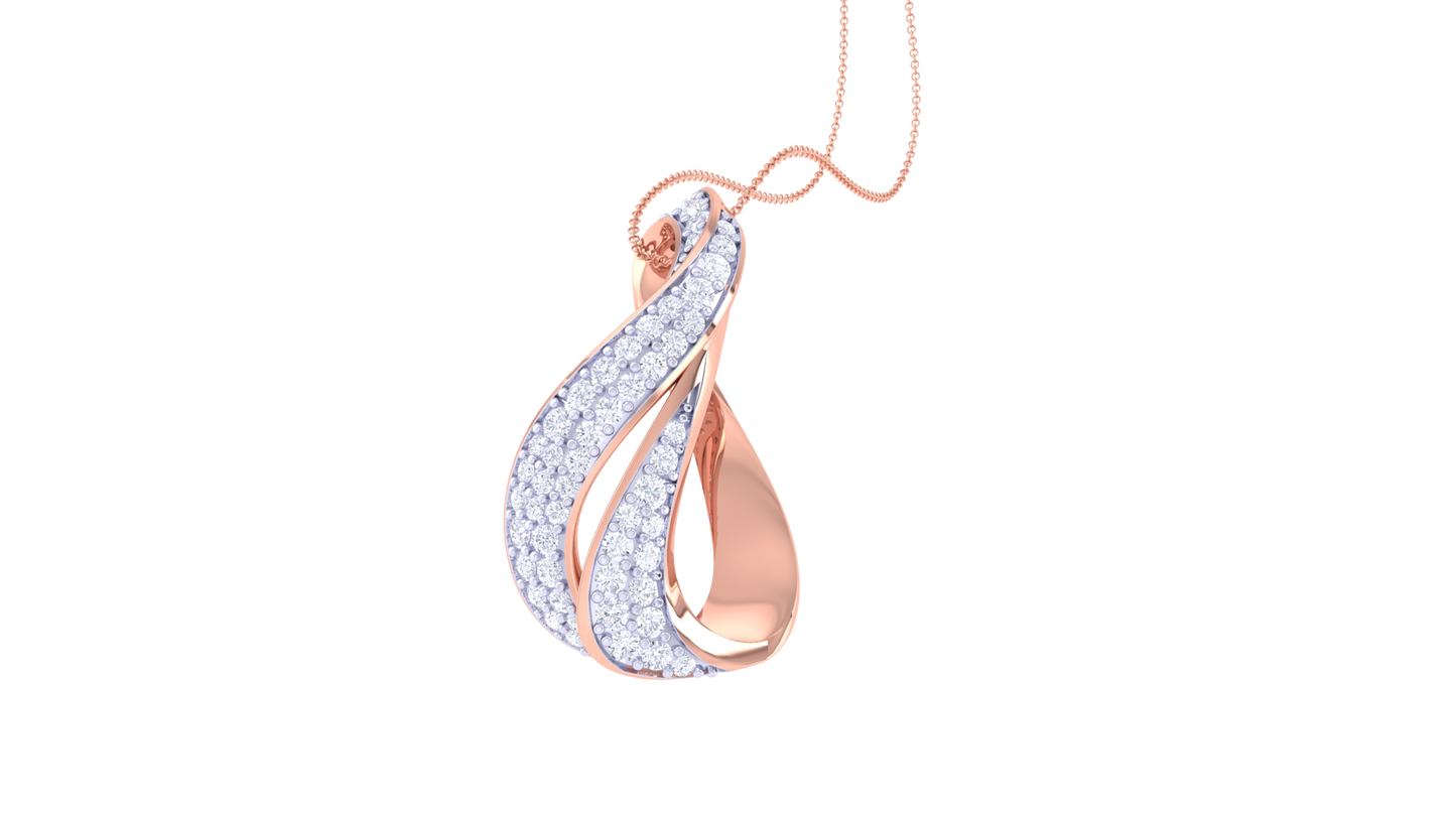 Dual-Curve Teardrop Motif Pendant In Gold0.48 Ct Dazzling Diamond Pavé