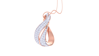 Dual-Curve Teardrop Motif Pendant In Gold0.48 Ct Dazzling Diamond Pavé