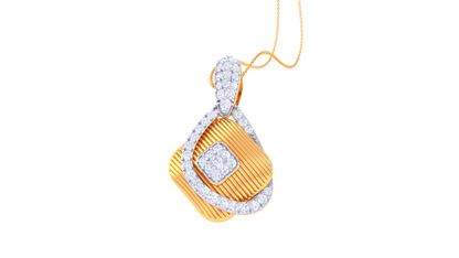 Layered Teardrop and Square Pendant With 0.40 Ct Diamond In Gold