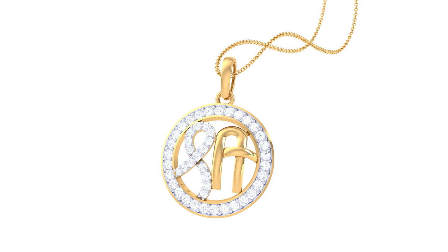 Shri Pendant In Yellow Gold - 0.27 Ct Diamond-Studded