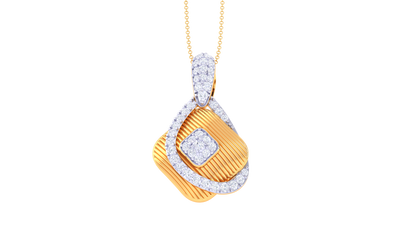 Layered Teardrop and Square Pendant With 0.40 Ct Diamond In Gold