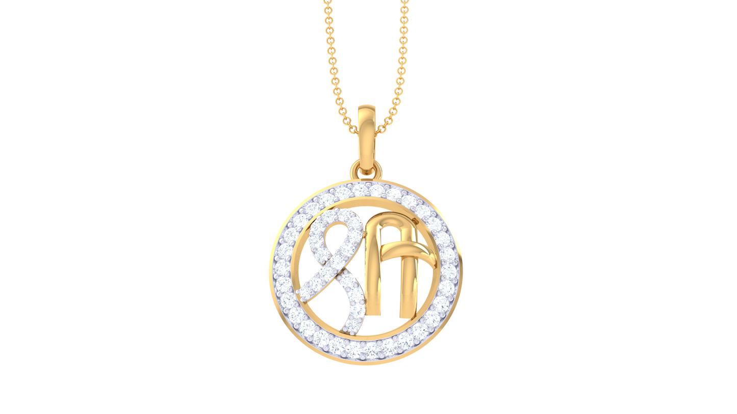 Shri Pendant In Yellow Gold - 0.27 Ct Diamond-Studded