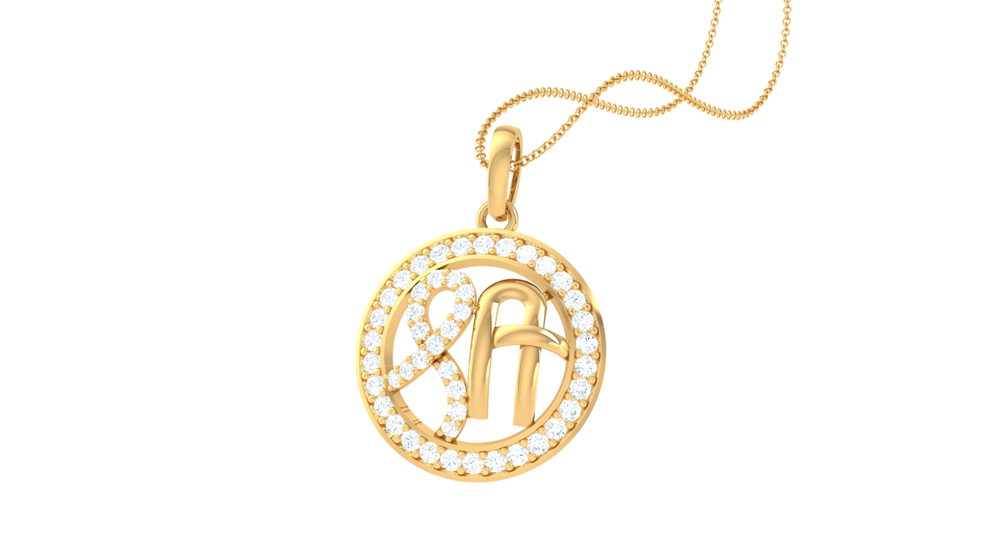 Shri Pendant In Yellow Gold - 0.27 Ct Diamond-Studded