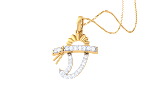 Kanha Bansuri Pendant In Gold - 0.11 Ct Diamond-Studded