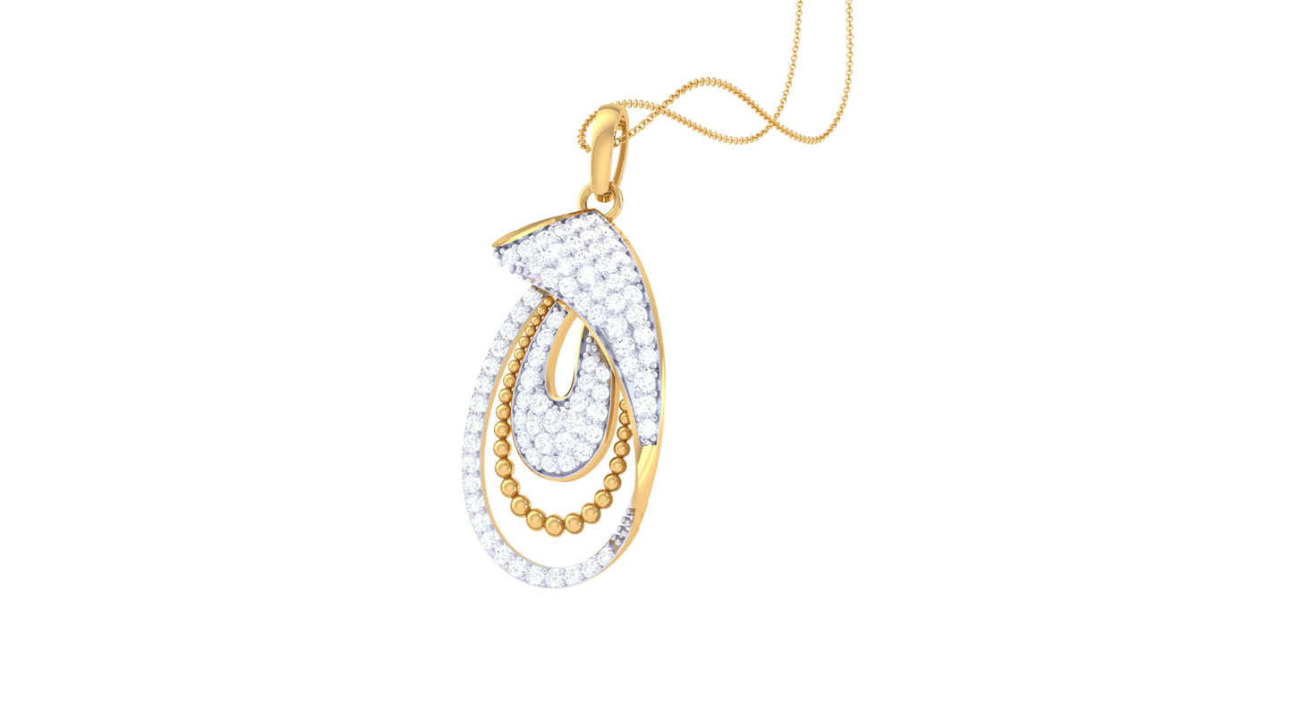 Looped Elegance Pendant In Gold – 0.59 Ct Pave Set Diamonds