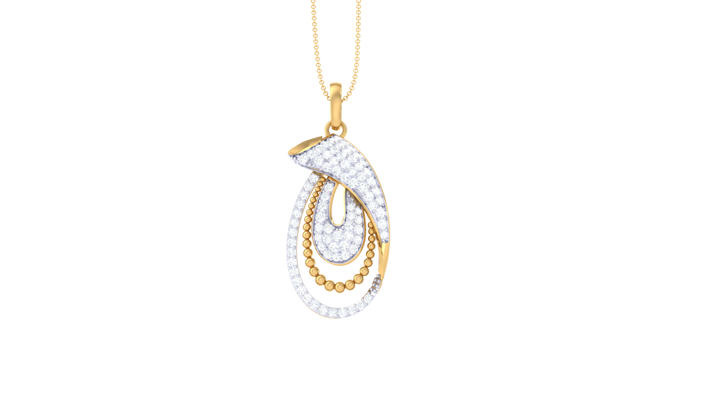 Looped Elegance Pendant In Gold – 0.59 Ct Pave Set Diamonds