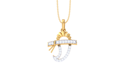 Kanha Bansuri Pendant In Gold - 0.11 Ct Diamond-Studded