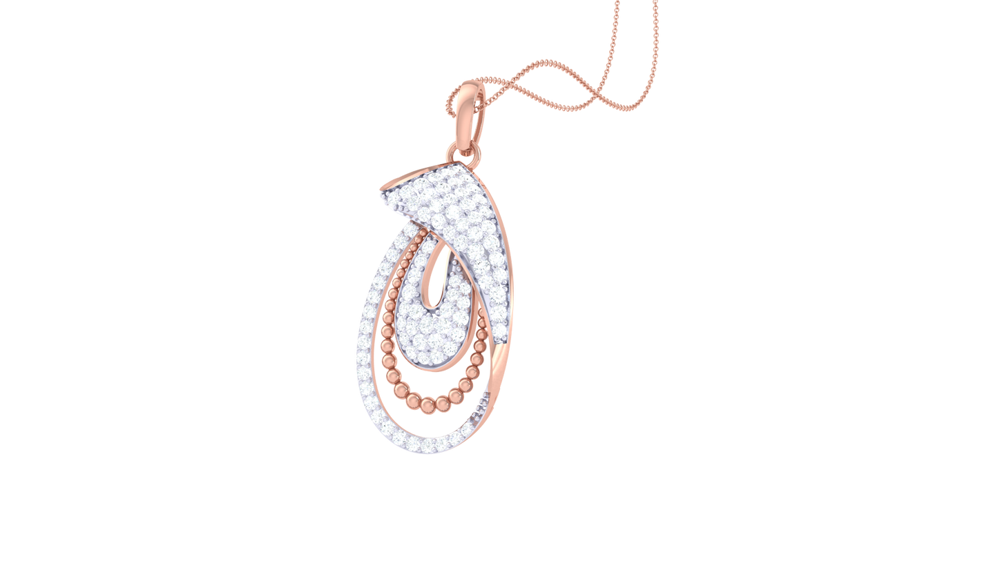 Looped Elegance Pendant In Gold – 0.59 Ct Pave Set Diamonds