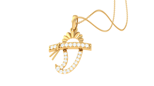 Kanha Bansuri Pendant In Gold - 0.11 Ct Diamond-Studded