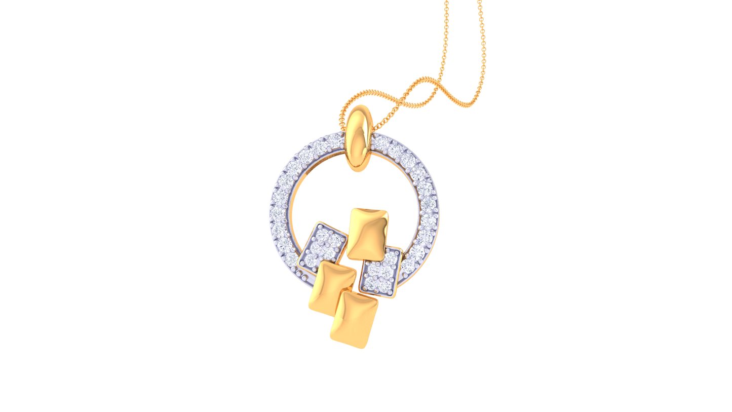 The Gold Cartouche Diamond Pendant – 0.27 Ct