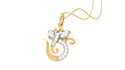 Om Symbol Pendant In Gold - 0.14 Ct Diamond-Encrusted