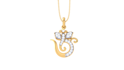 Om Symbol Pendant In Gold - 0.14 Ct Diamond-Encrusted