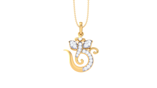 Om Symbol Pendant In Gold - 0.14 Ct Diamond-Encrusted