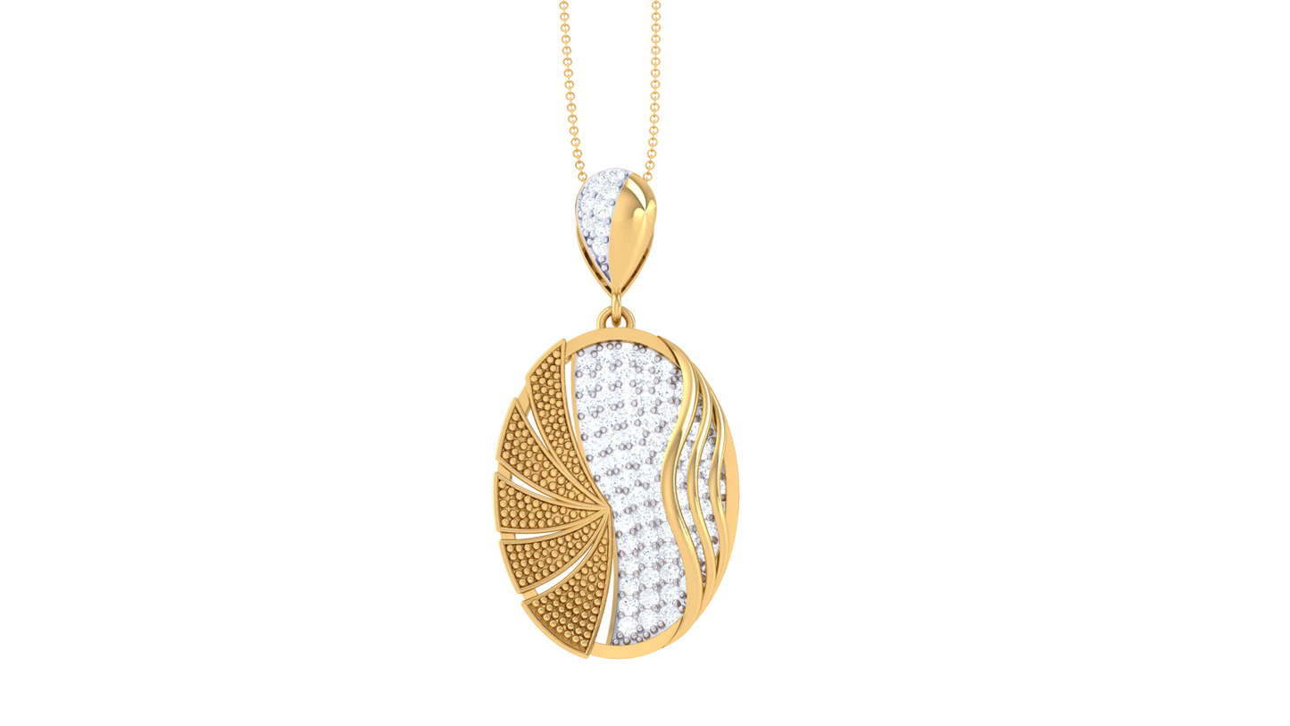 Textured Harmony Pendant In Gold – 0.90 Ct Pave Set Diamonds