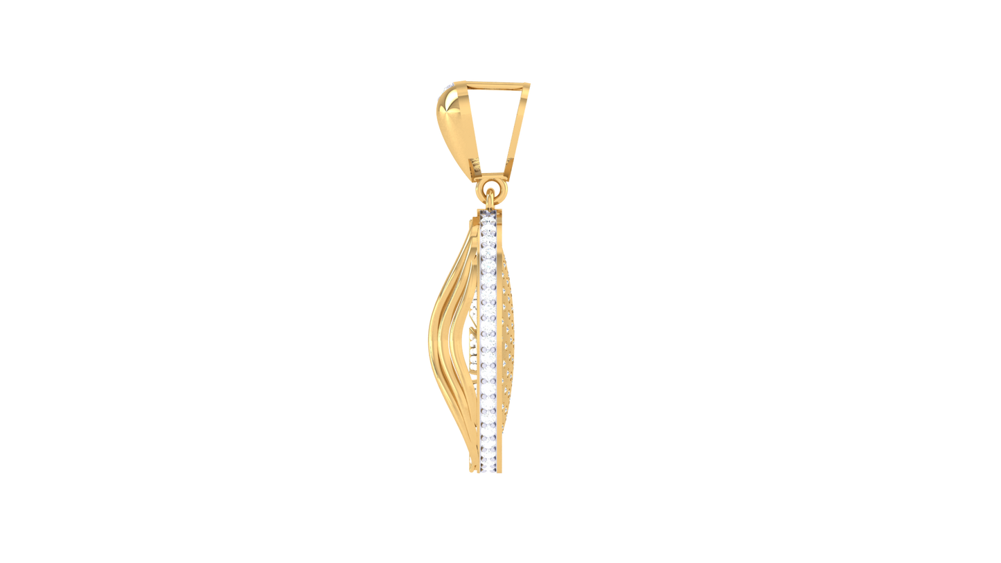 Textured Harmony Pendant In Gold – 0.90 Ct Pave Set Diamonds