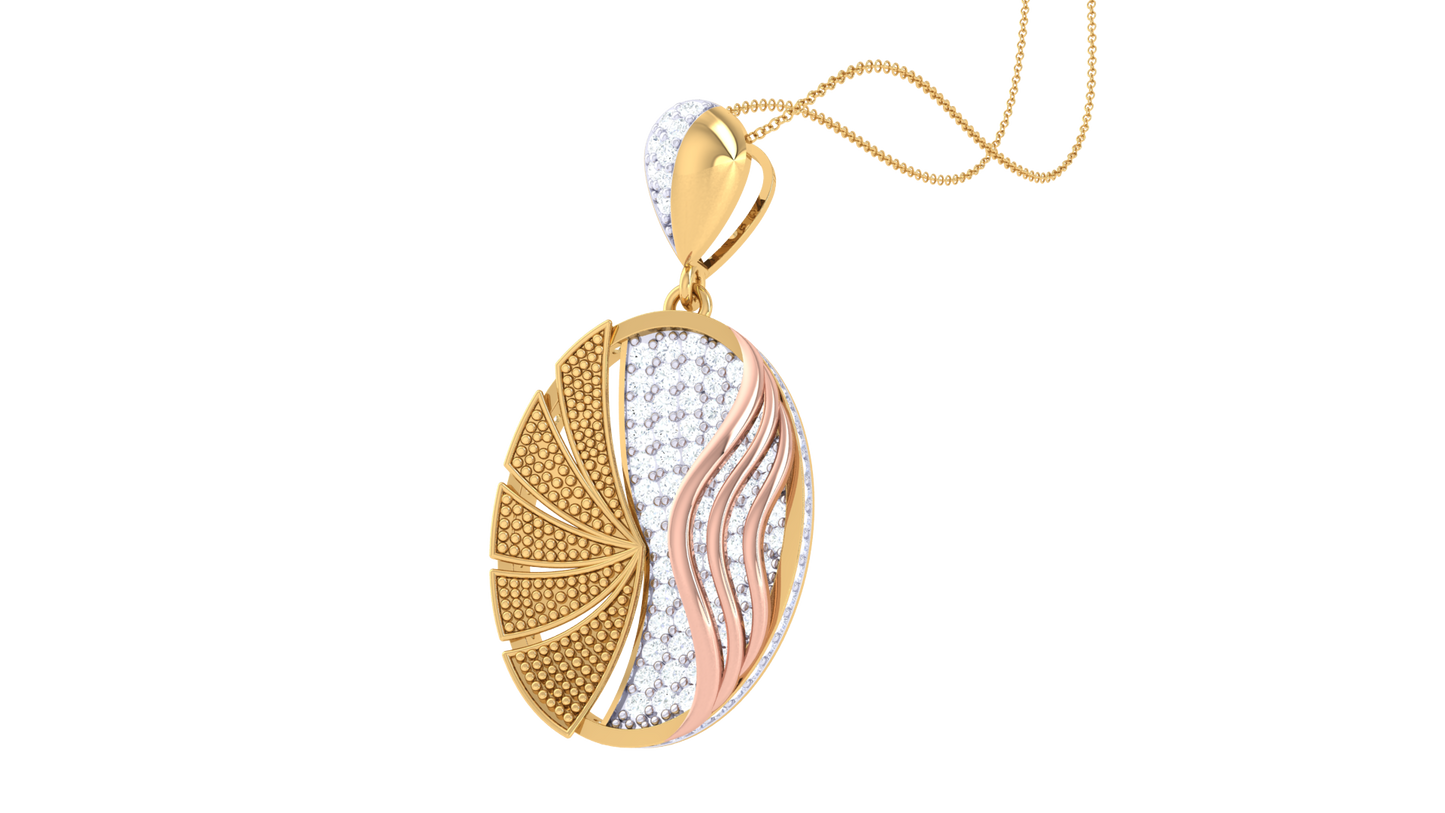 Textured Harmony Pendant In Gold – 0.90 Ct Pave Set Diamonds