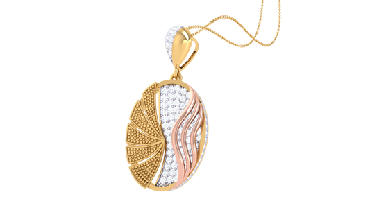 Textured Harmony Pendant In Gold – 0.90 Ct Pave Set Diamonds