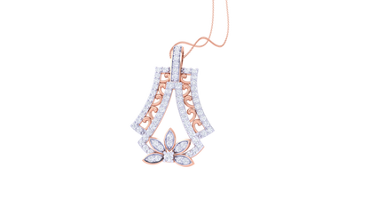 Ornate Bloom Diamond Pendant In Gold - 0.61 Ct