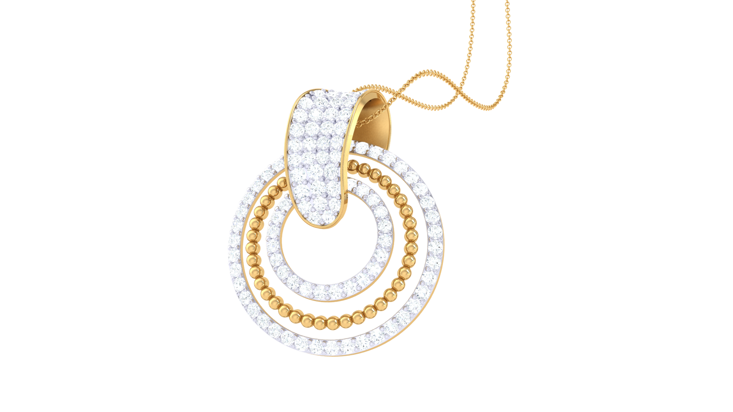 Concentric Elegance Pendant In Gold – 0.79 Ct Pavé Set Diamonds
