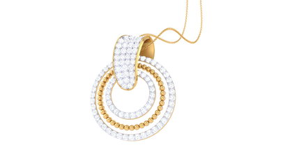 Concentric Elegance Pendant In Gold – 0.79 Ct Pavé Set Diamonds