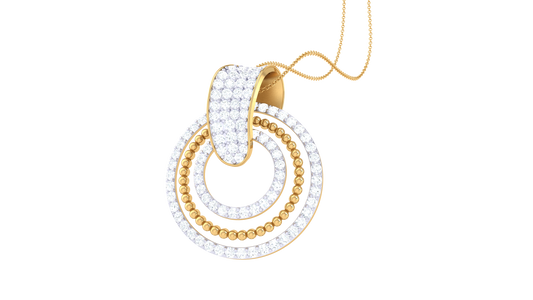 Concentric Elegance Pendant In Gold – 0.79 Ct Pavé Set Diamonds
