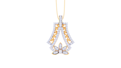Ornate Bloom Diamond Pendant In Gold - 0.61 Ct