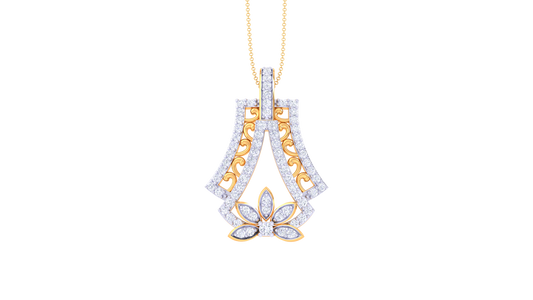 Ornate Bloom Diamond Pendant In Gold - 0.61 Ct