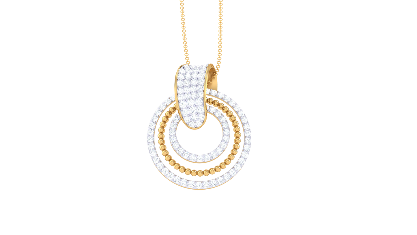 Concentric Elegance Pendant In Gold – 0.79 Ct Pavé Set Diamonds