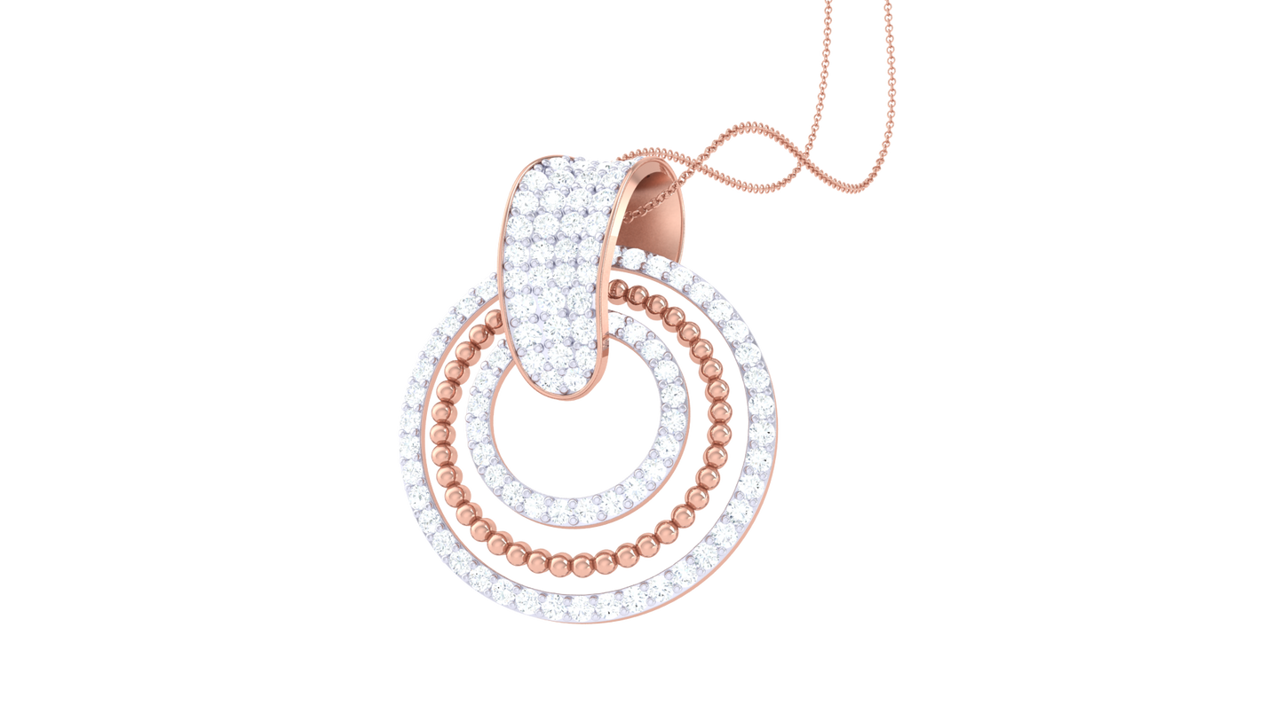 Concentric Elegance Pendant In Gold – 0.79 Ct Pavé Set Diamonds