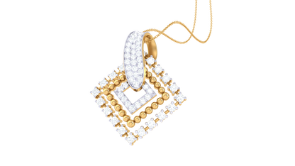 Layered Diamond-Frame Pendant In Gold – 0.51 Ct Round cut