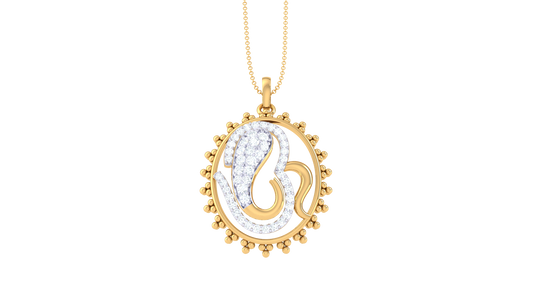 Ornate Circle Pendant In Gold - 0.38 Ct Diamond-Embellished