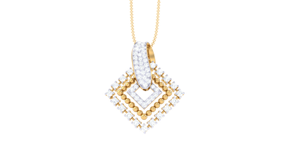 Layered Diamond-Frame Pendant In Gold – 0.51 Ct Round cut